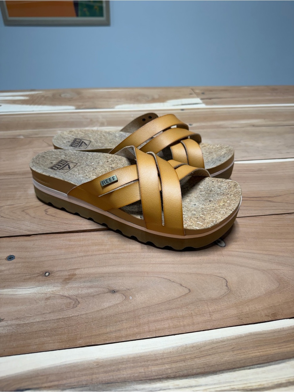 Reef Women’s Mustard Tan Crisscross Slide Sandals